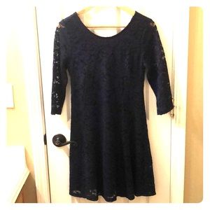 Blue Lace Long Sleeve Dress